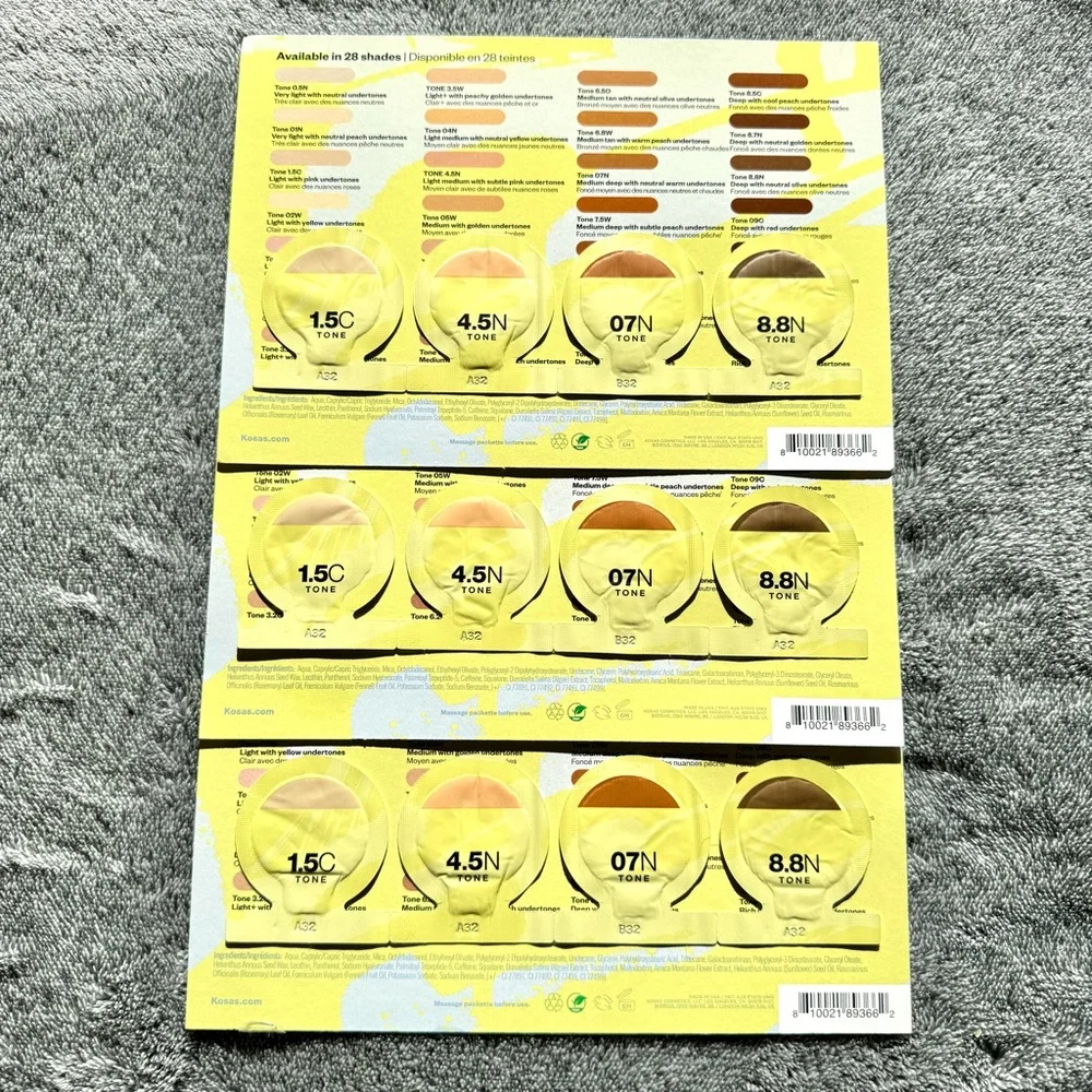 KOSAS REVEALER CONCEALER with Daytime Eye Cream SAMPLES 1.5C 4.5N 07N 8.8N Tone